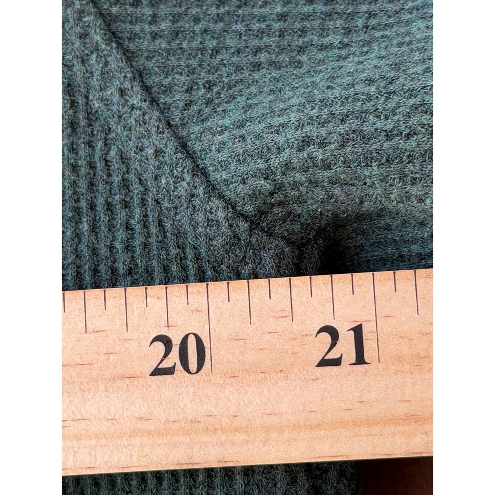 LL Bean Katahdin Iron Works Henley Fleece Lined Waffle Knit Green XLT 298104 - Picture 6 of 8